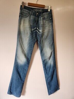 DESSEO Embellished Rhinestone Western Jeans Y2K McBling Slim Bootcut Size 5/27